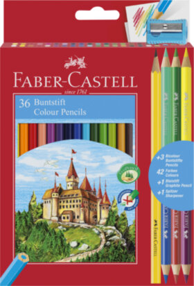 Карандаши цветные Faber-Castell, 36цв.+4, заточен., картон, европодвес, с точилкой