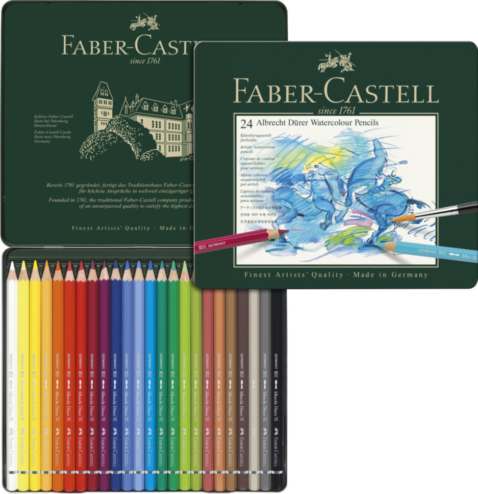 Карандаши акварельные художественные Faber-Castell "Albrecht D?rer", 24цв, метал. коробка