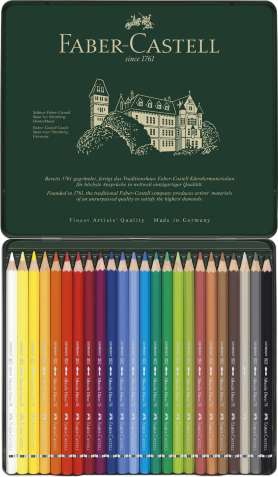 Карандаши акварельные художественные Faber-Castell "Albrecht D?rer", 24цв, метал. коробка