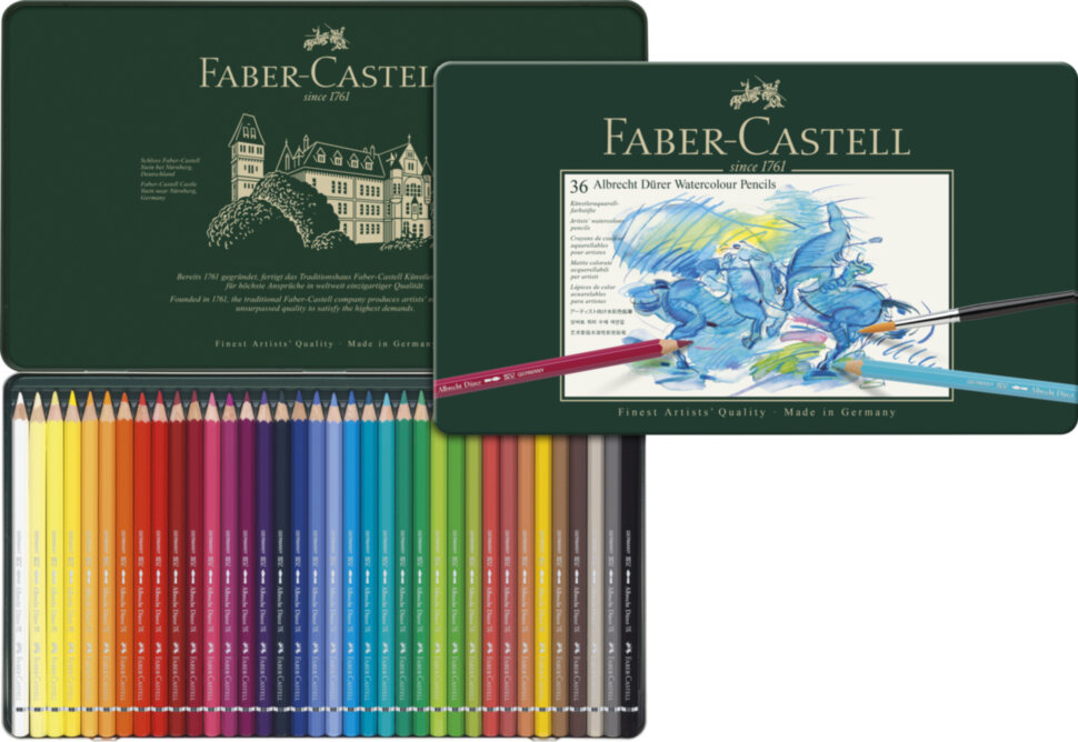 Карандаши акварельные художественные Faber-Castell "Albrecht D?rer", 36цв, метал. коробка