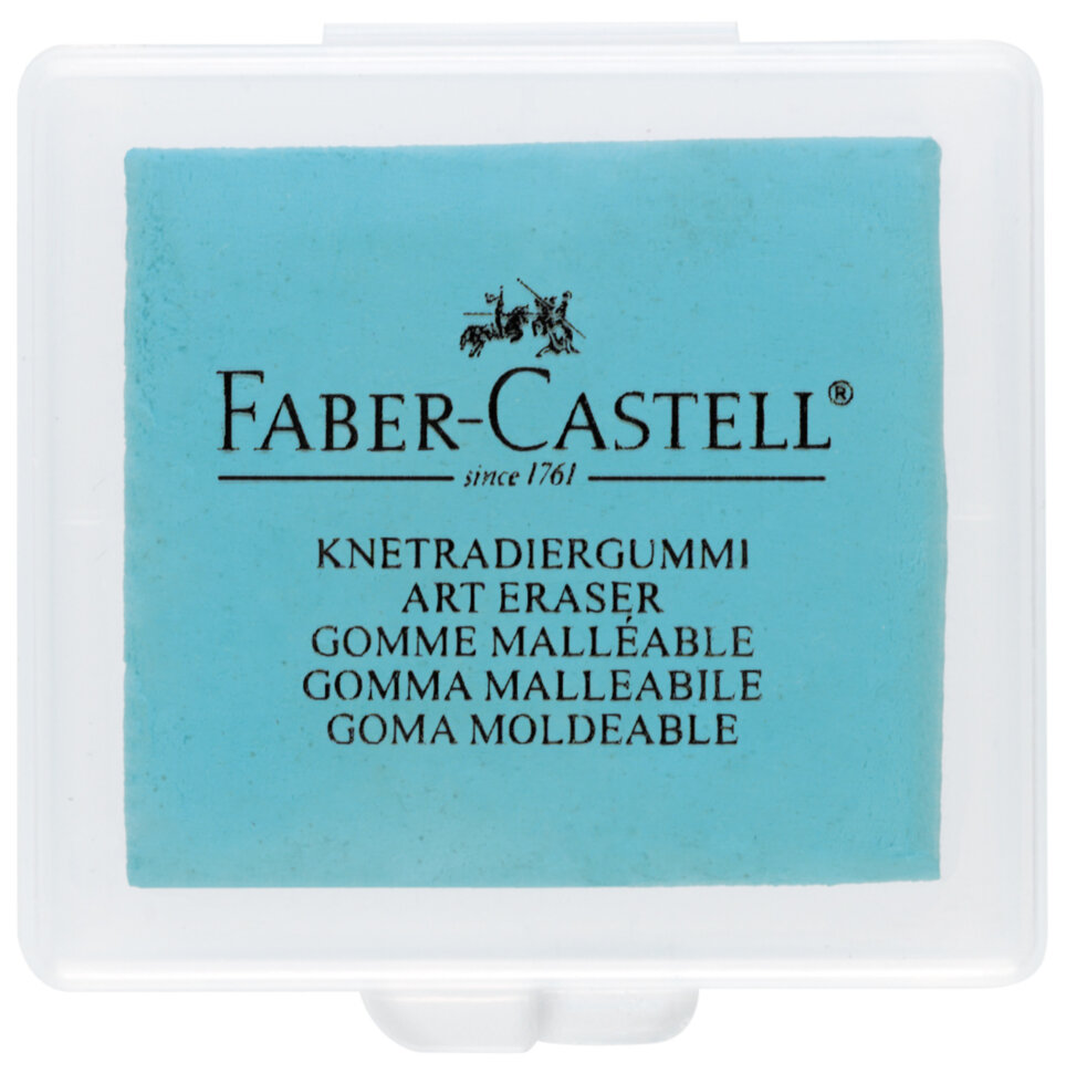 Ластик-клячка Faber-Castell, формопласт, 40*35*10мм, бирюзов./розов./синий, пластик. контейнер