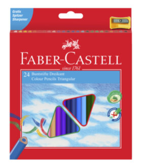 Карандаши цветные Faber-Castell 24цв., трехгран., заточен., картон, европодвес, с точилкой