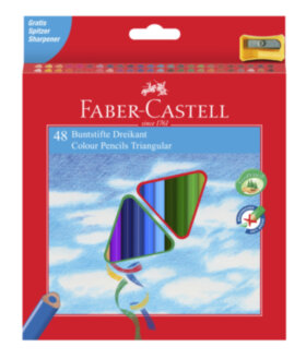 Карандаши цветные Faber-Castell 48цв., трехгран., заточен., картон, европодвес, с точилкой