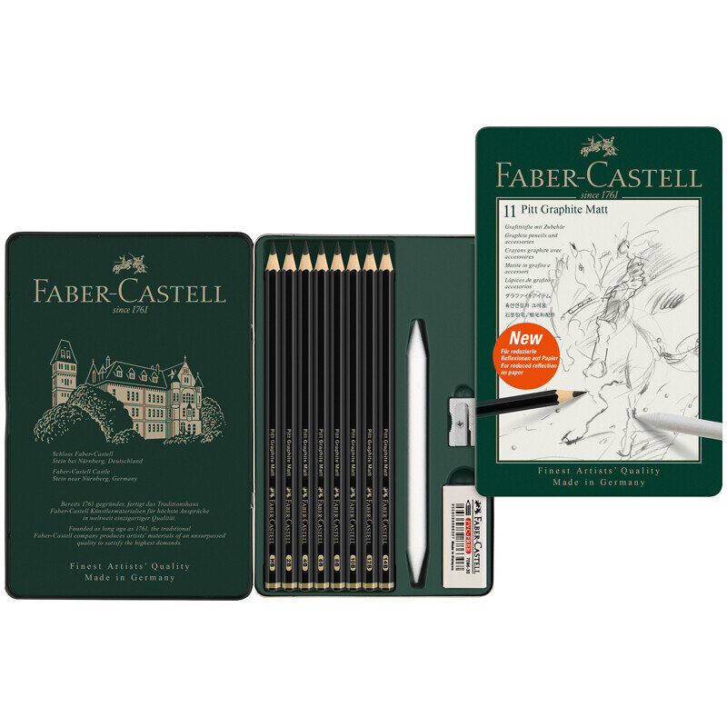 Набор карандашей ч/г матовых Faber-Castell " Pitt Graphite Matt" 11 предметов, заточен., металл.кор.