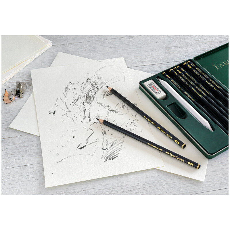Набор карандашей ч/г матовых Faber-Castell " Pitt Graphite Matt" 11 предметов, заточен., металл.кор.