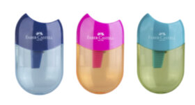 Точилка пластиковая Faber-Castell, 1 отверстие, контейнер, ассорти (тренд цвета)