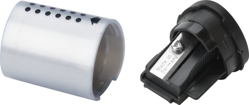 Точилка пластиковая Faber-Castell "Grip 2001 Mini", 1 отверстие, контейнер, серебряная