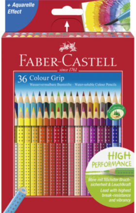Карандаши цветные Faber-Castell "Grip", 36цв., трехгран., заточен., картон., европодвес
