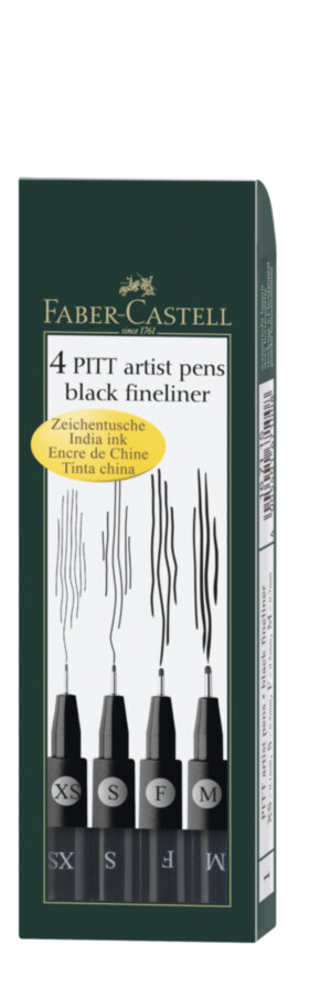 Набор капиллярных ручек &quot;Pitt Artist Pen&quot; черные, 4шт., 0,1/0,3/0,5/0,7мм, пласт.уп., европодвес