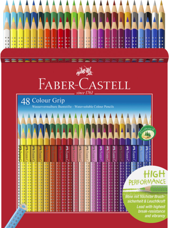 Карандаши цветные Faber-Castell "Grip", 48цв., трехгран., заточен., картон., европодвес