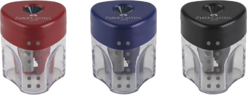 Точилка пластиковая Faber-Castell "Grip 1834", 1 отверстия, контейнер, красный/синий/черный