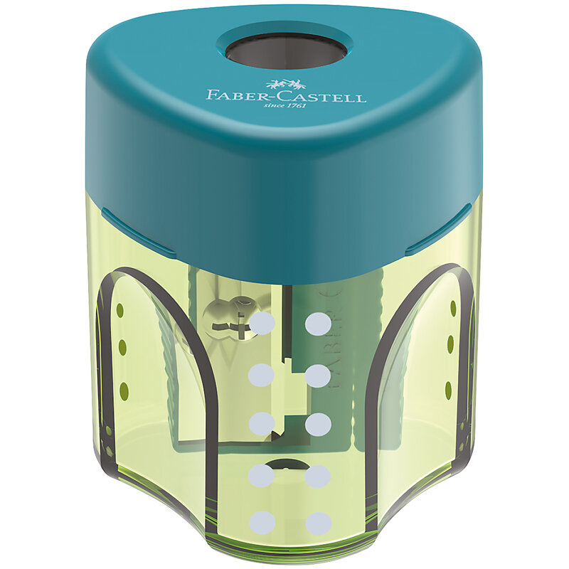 Точилка пластиковая Faber-Castell "Grip Auto Mini", 1 отверстие, контейнер, розов./оранж., бирюзов./