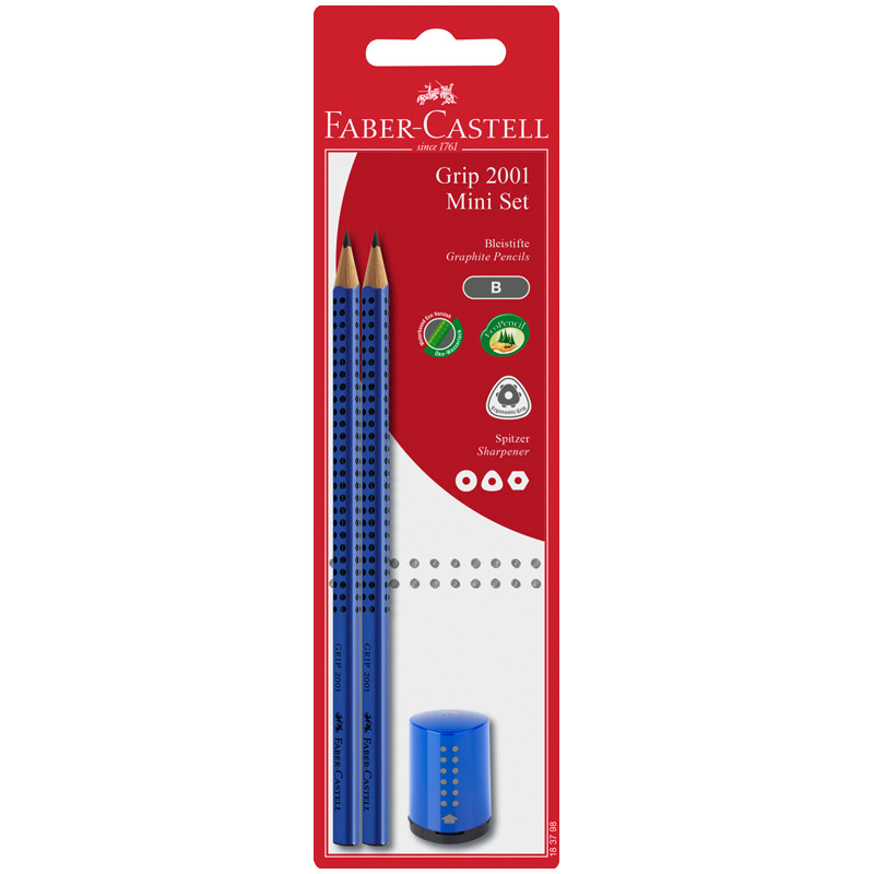 Набор карандашей ч/г Faber-Castell "Grip 2001" 2шт.+точилка, заточен., блистер