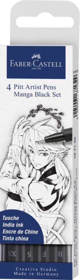 Набор капиллярных ручек Faber-Castell &quot;Pitt Artist Pen Manga Black set&quot; черные, 4шт., 0,1/0,3/0,5мм