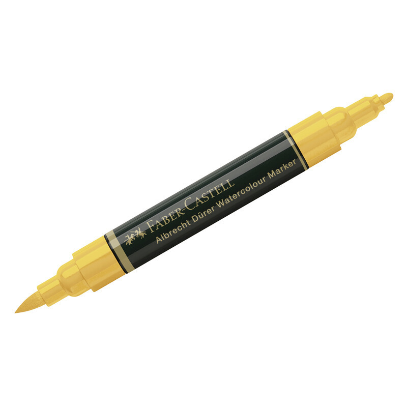 Маркер акварельный пигментированный Faber-Castell "Albrecht D?rer", цвет 107 кадмиевый желтый, двухстор., кистев./пулевид.