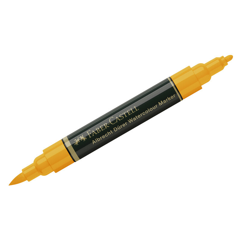 Маркер акварельный пигментированный Faber-Castell "Albrecht D?rer", цвет 109 темно-хромово-желтый, двухстор., кистев./пулевид.