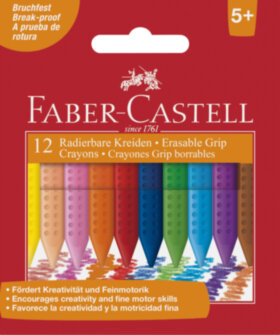 Мелки пластиковые Faber-Castell "Grip" 12цв., трехгранные, картон, европодвес