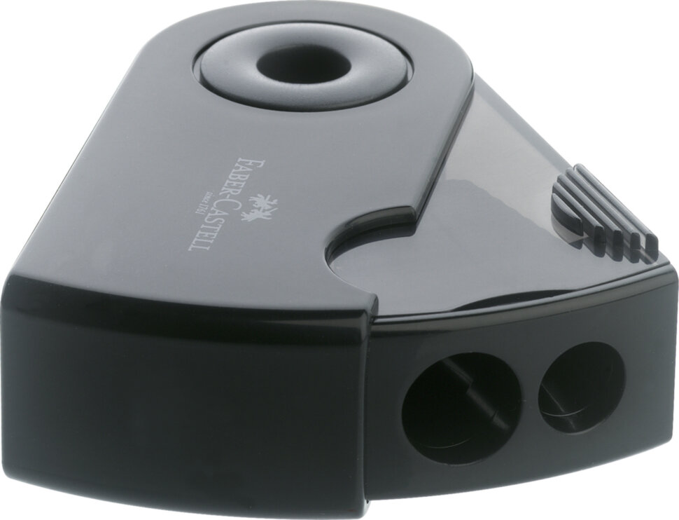 Точилка пластиковая Faber-Castell "Sleeve", 2 отверстия, контейнер, черная