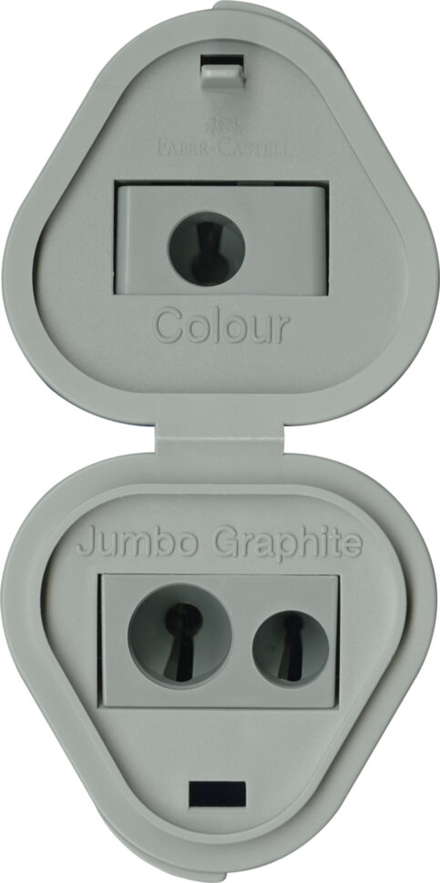 Точилка пластиковая Faber-Castell "Trio Grip 2001", 3 отверстия, 2 контейнера, красная/синяя