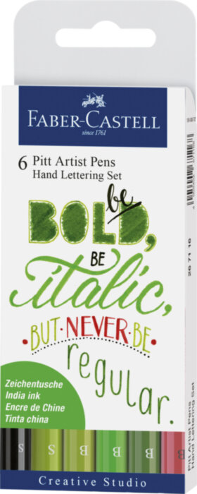 Набор капиллярных ручек Faber-Castell &quot;Pitt Artist Pen Lettering&quot; разные цвета, 6шт., 0,3мм/Brush, евр.