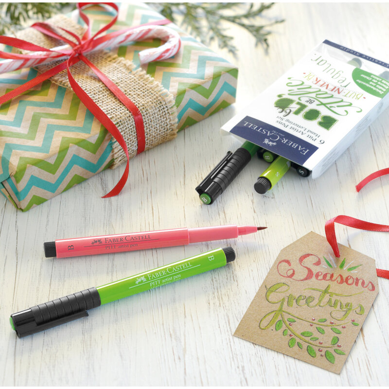 Набор капиллярных ручек Faber-Castell "Pitt Artist Pen Lettering" разные цвета, 6шт., 0,3мм/Brush, евр.