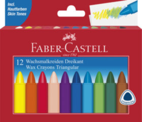 Мелки восковые Faber-Castell, 12цв., трехгранные, картон. упак.