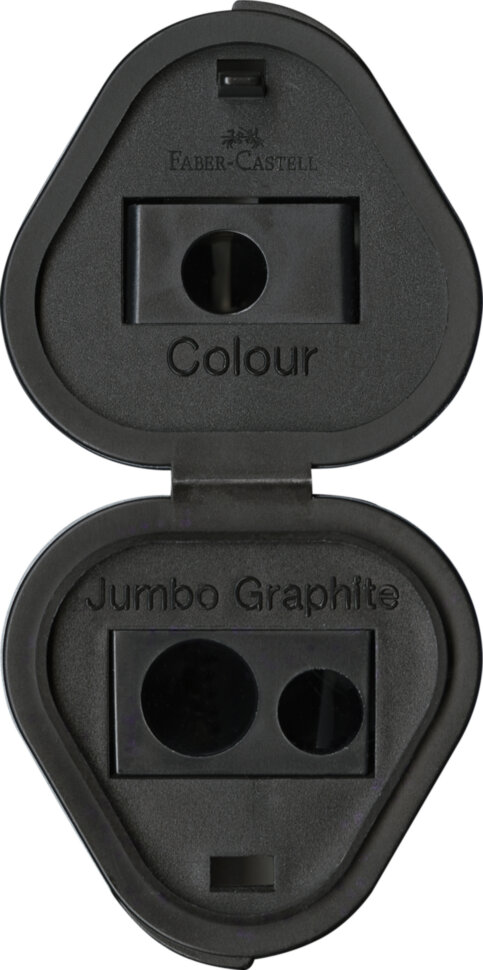 Точилка пластиковая Faber-Castell "Trio Grip 2001", 3 отверстия, 2 контейнера, серебряная