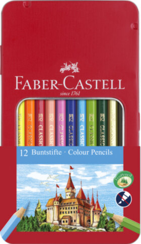 Карандаши цветные Faber-Castell, 12цв., заточен., метал. кор.