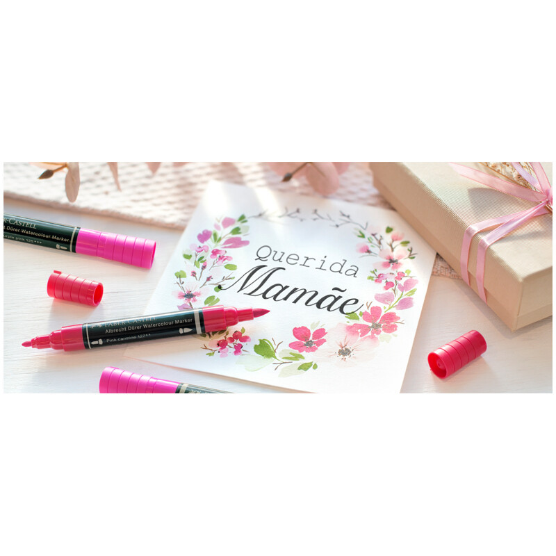 Маркер акварельный пигментированный Faber-Castell "Albrecht D?rer", цвет 121 светло-красная герань, двухстор., кистев./пулевид.