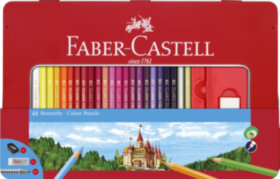 Карандаши цветные Faber-Castell, 48цв.+4, заточен., метал. кор., с ластиком, точилкой