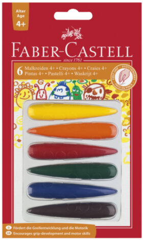 Мелки восковые Faber-Castell 06цв., фигурные, блистер, европодвес
