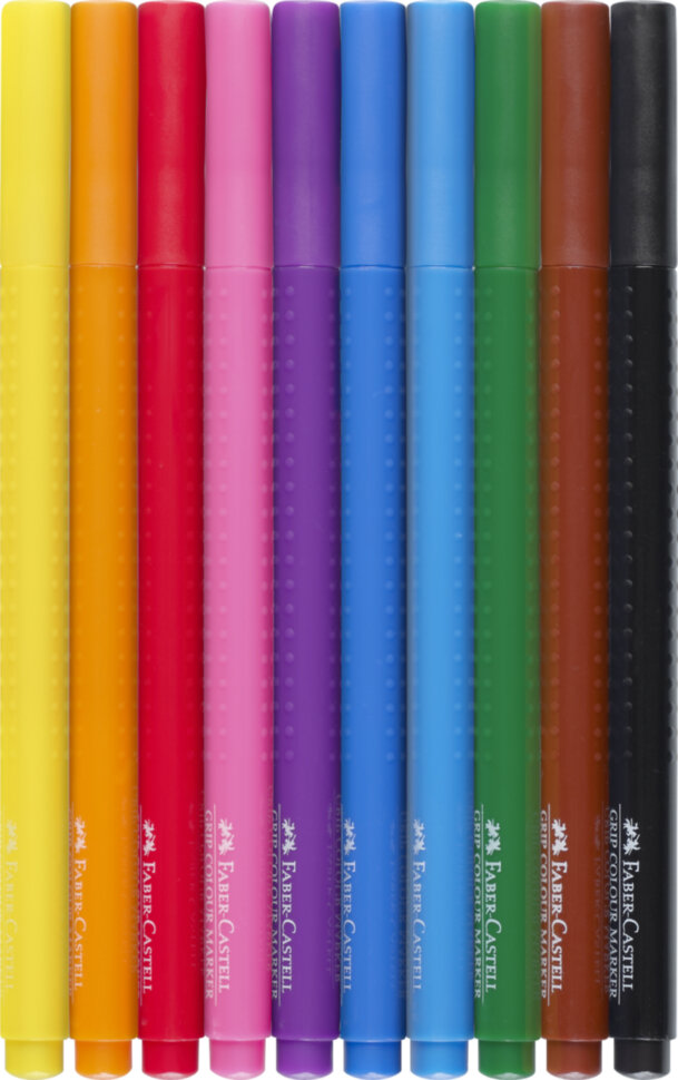 Фломастеры Faber-Castell "Grip", 10цв., трехгранные, смываемые, пластик.уп., европодвес