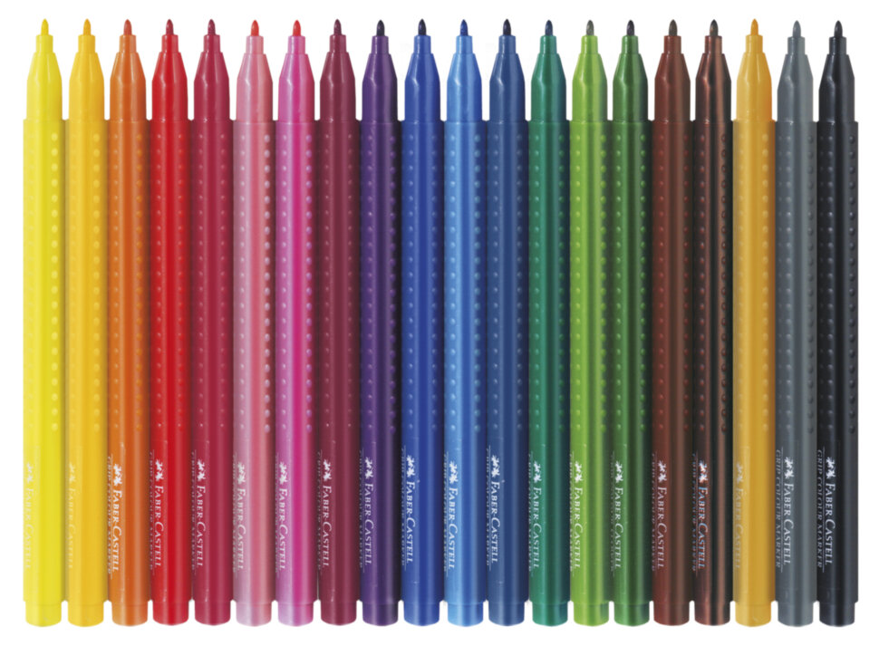 Фломастеры Faber-Castell "Grip", 20цв., трехгранные, смываемые, пластик.уп., европодвес
