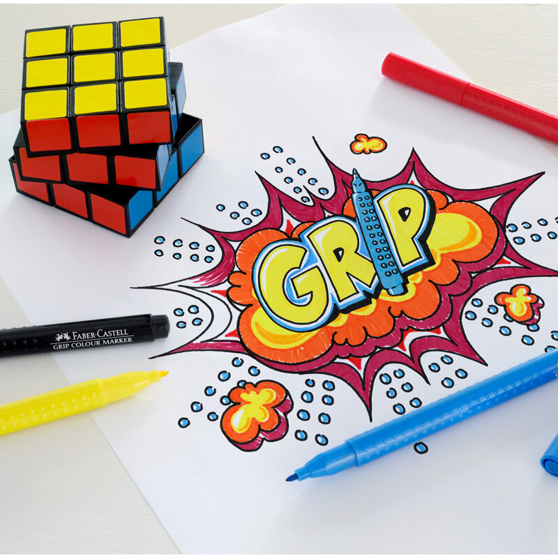 Фломастеры Faber-Castell "Grip", 20цв., трехгранные, смываемые, пластик.уп., европодвес