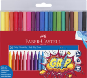 Фломастеры Faber-Castell &quot;Grip&quot;, 20цв., трехгранные, смываемые, пластик.уп., европодвес