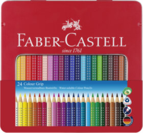 Карандаши цветные Faber-Castell "Grip", 24цв., трехгран., заточен., метал. упак.