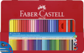 Карандаши цветные Faber-Castell "Grip", 48цв.+3, трехгран., заточен., метал. уп., с кистью, точилкой