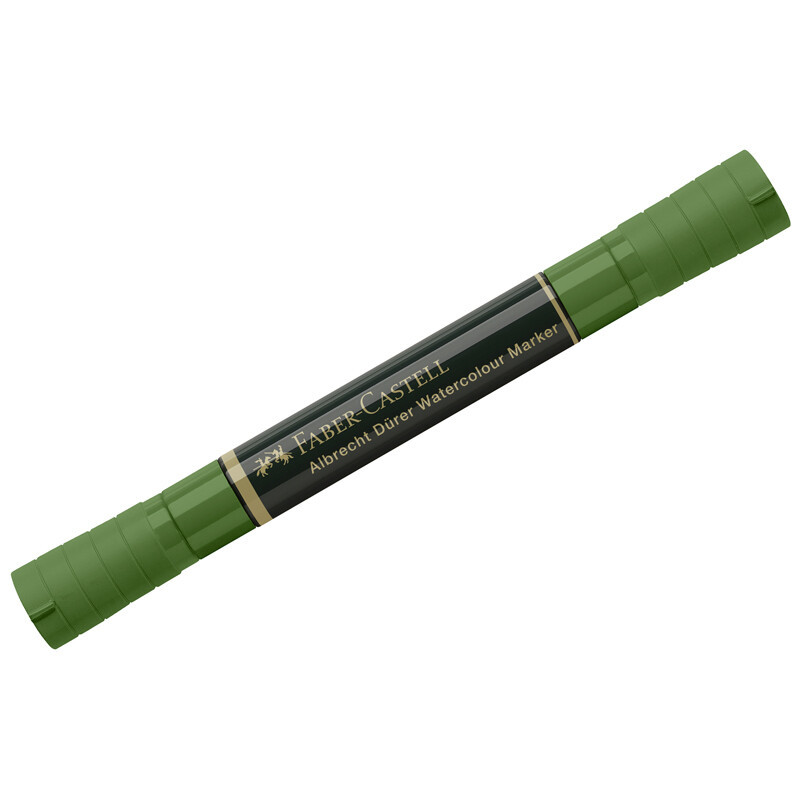 Маркер акварельный пигментированный Faber-Castell "Albrecht D?rer", цвет 167 перманентный оливково-зеленый, двухстор., кистев./пулевид.