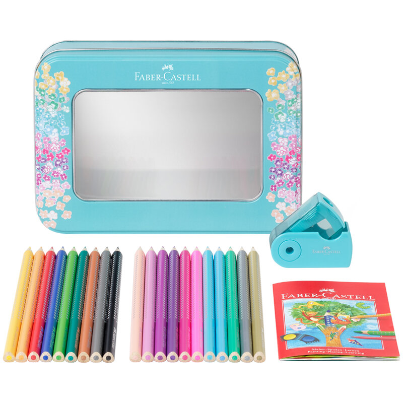 Карандаши цветные Faber-Castel "Sparkle", 20 цв.+точилка, трехгран., метал. короб