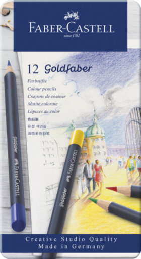Карандаши цветные Faber-Castell &quot;Goldfaber&quot; 12цв., круглые, заточен., метал. коробка