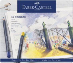 Карандаши цветные Faber-Castell &quot;Goldfaber&quot; 24цв., круглые, заточен., метал. коробка