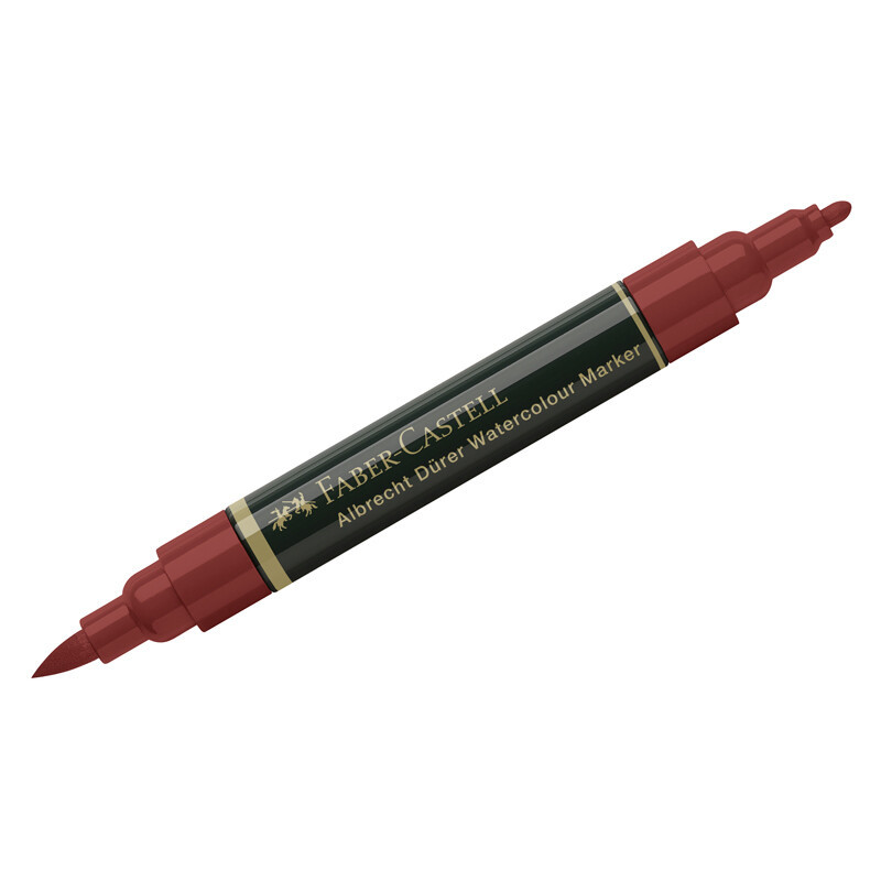 Маркер акварельный пигментированный Faber-Castell "Albrecht D?rer", цвет 192 индийский красный, двухстор., кистев./пулевид.
