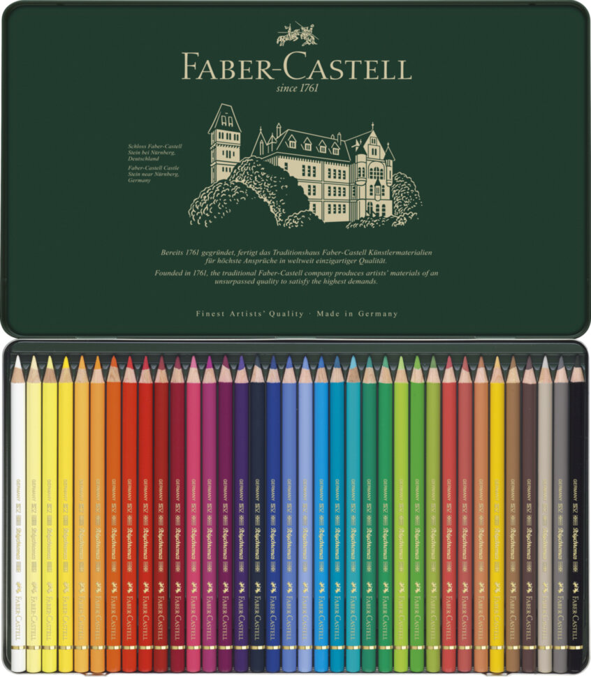 Карандаши цветные художественные Faber-Castell "Polychromos" 36цв., заточен., метал. коробка