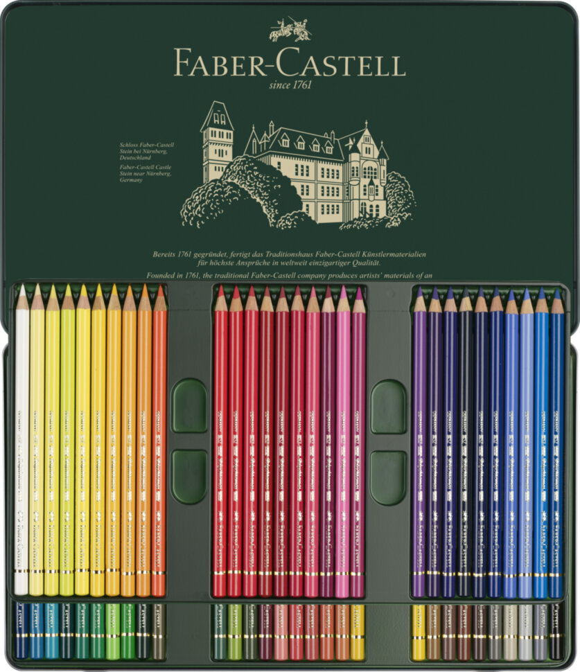 Карандаши цветные художественные Faber-Castell "Polychromos" 60цв., заточен., метал. коробка