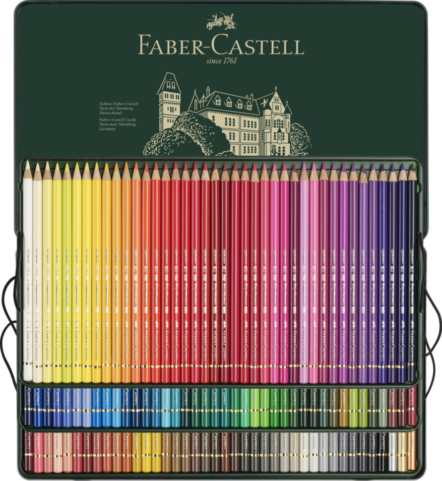 Карандаши цветные художественные Faber-Castell "Polychromos" 120цв., заточен., метал. коробка