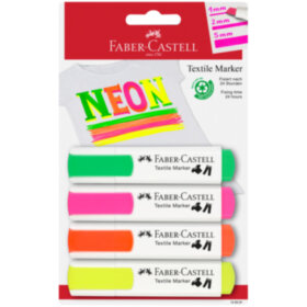 Маркер перманентный для ткани Faber-Castell &quot;Textile Neon&quot;, 4цв., 1-5мм, блистер