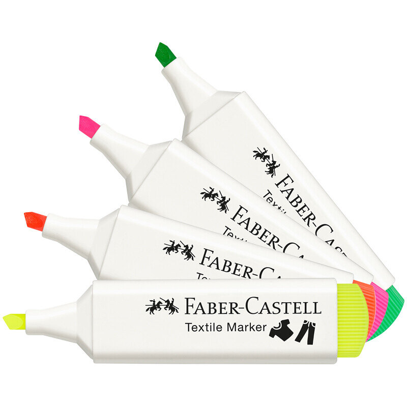 Маркер перманентный для ткани Faber-Castell "Textile Neon", 4цв., 1-5мм, блистер