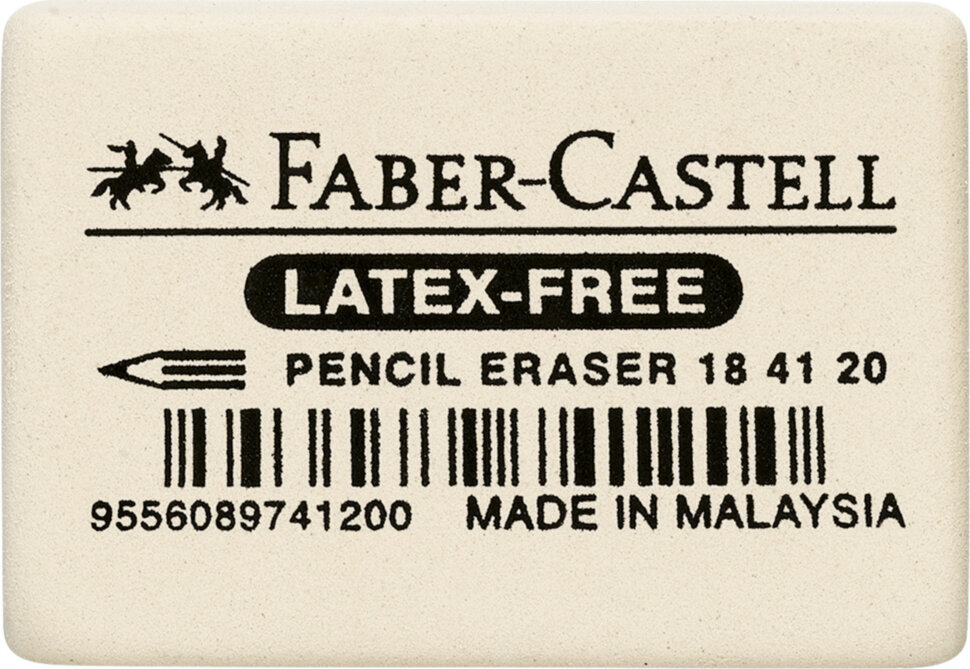Ластик Faber-Castell "Latex-Free", прямоугольный, синтетический каучук, 40*27*10мм