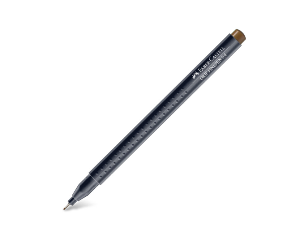 Ручка капиллярная Faber-Castell "Grip Finepen" коричневая, 0,4мм, трехгранная