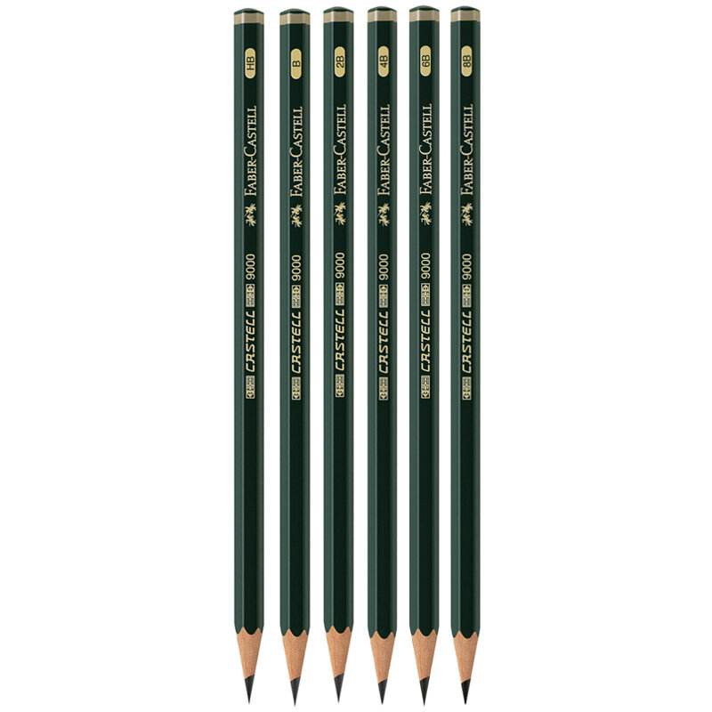 Набор карандашей ч/г Faber-Castell "Castell 9000", 06шт., HB-8B, заточен., метал. кор.